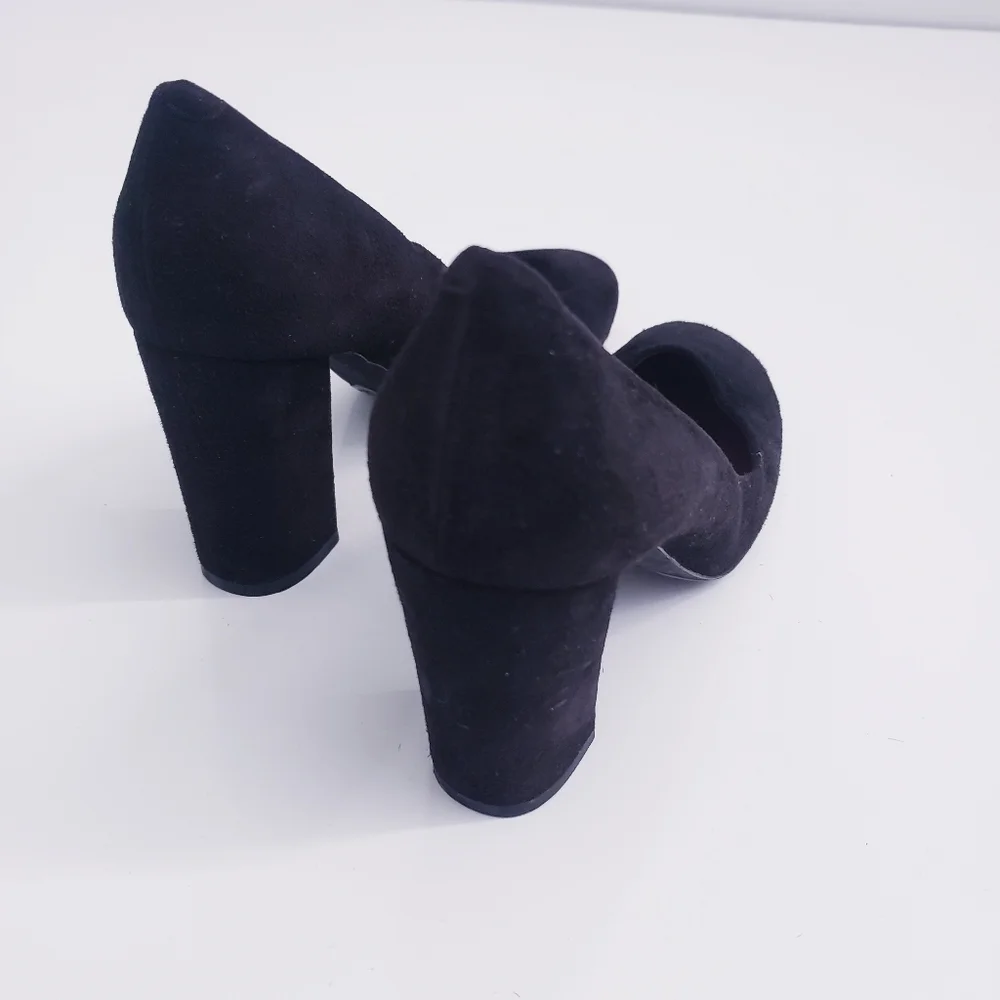 Chloe Chunky Block Round Toe Suede Heels